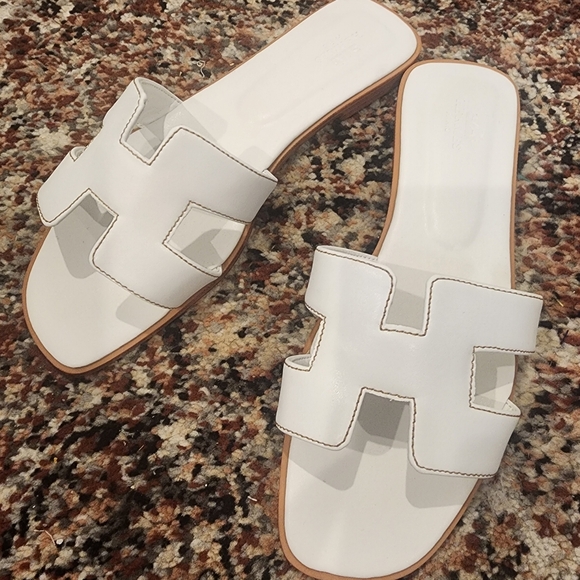 Authentic Hermes SandalsSize 37WhiteHermesSlidesWhite SandalParis